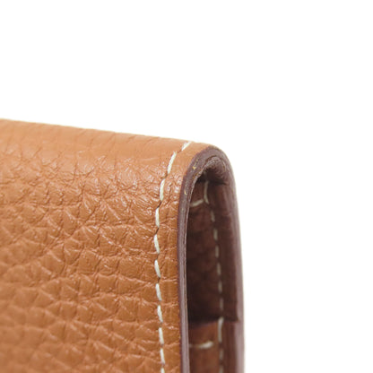 HERMES Dogon Compact Gold SilverHardware coin purse Taurillon Clemence Ladies [Used]