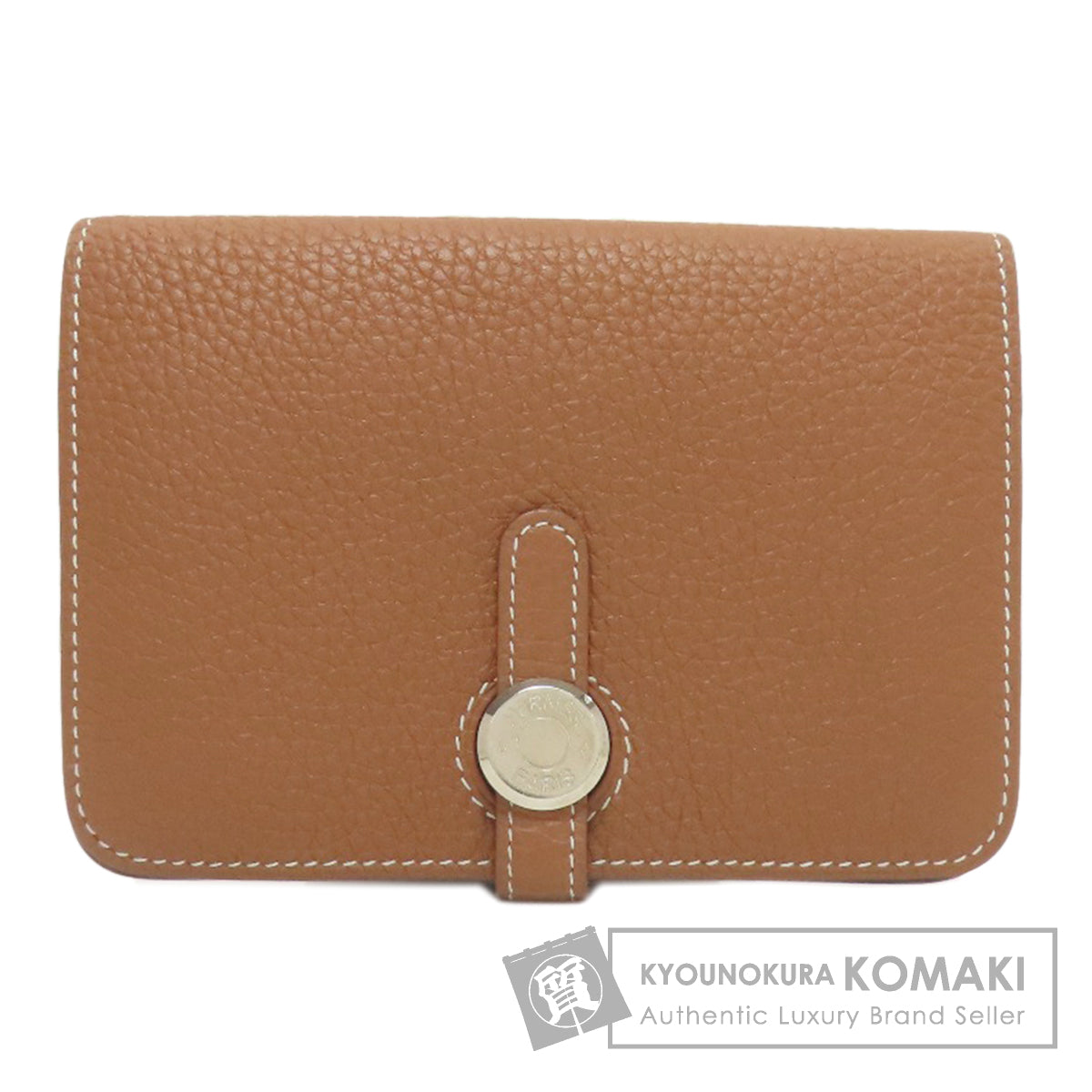 HERMES Dogon Compact Gold SilverHardware coin purse Taurillon Clemence Ladies [Used]