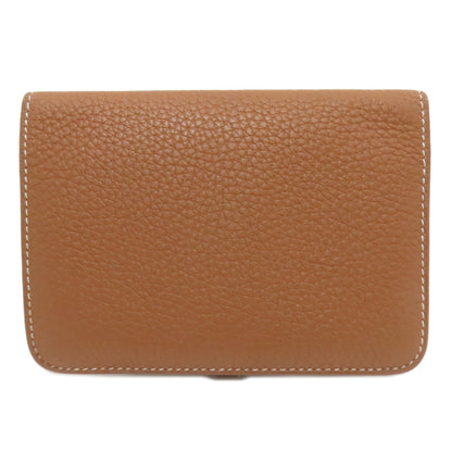 HERMES Dogon Compact Gold SilverHardware coin purse Taurillon Clemence Ladies [Used]