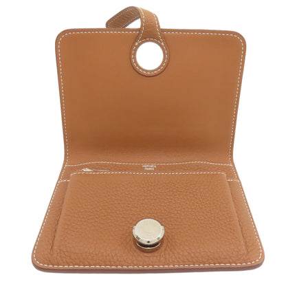 HERMES Dogon Compact Gold SilverHardware coin purse Taurillon Clemence Ladies [Used]