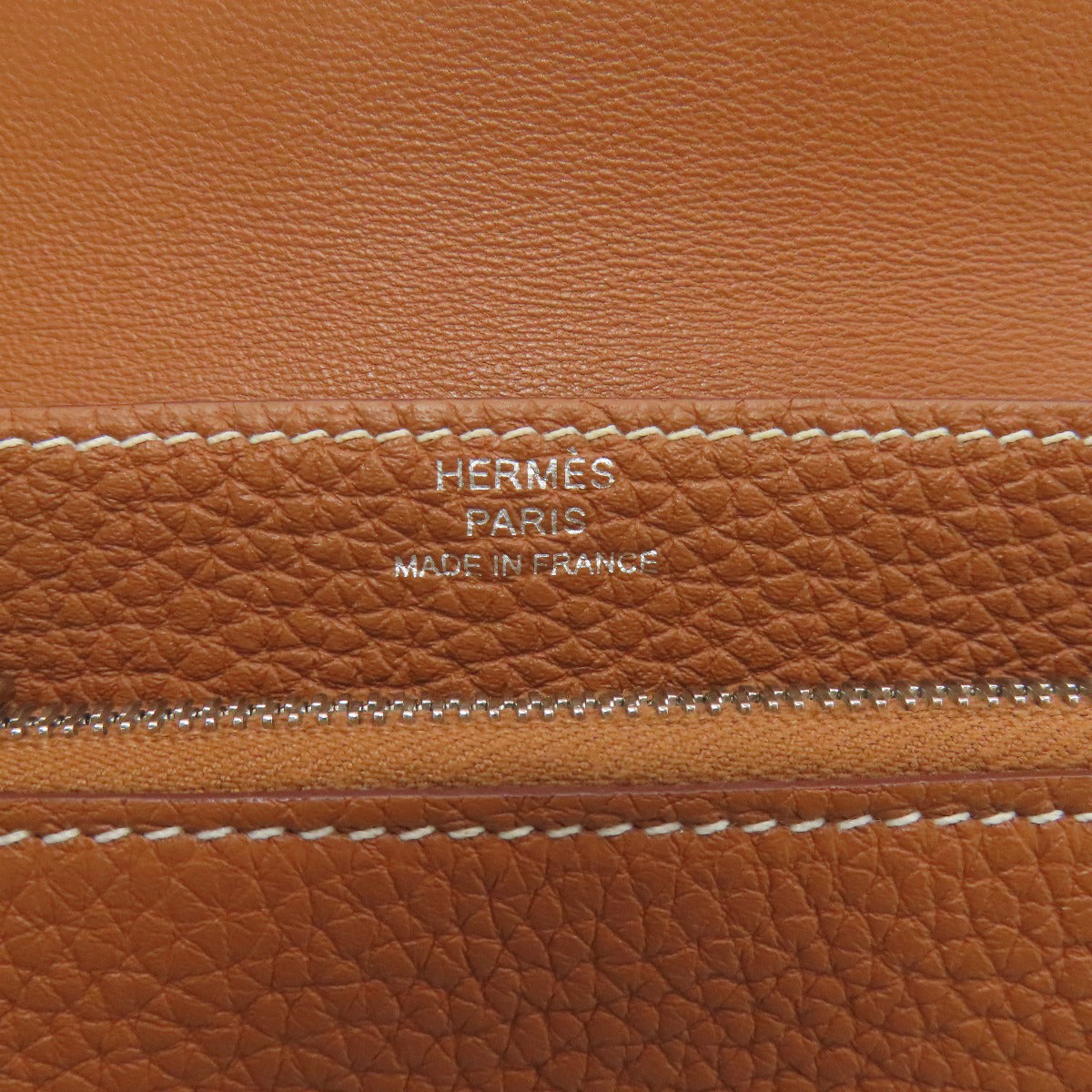 HERMES Dogon Compact Gold SilverHardware coin purse Taurillon Clemence Ladies [Used]