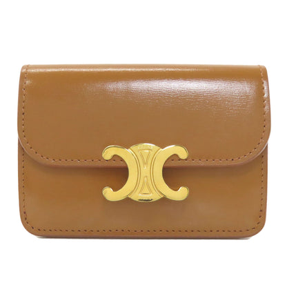 CELINE Triomphe Card Case Leather Ladies [Used]