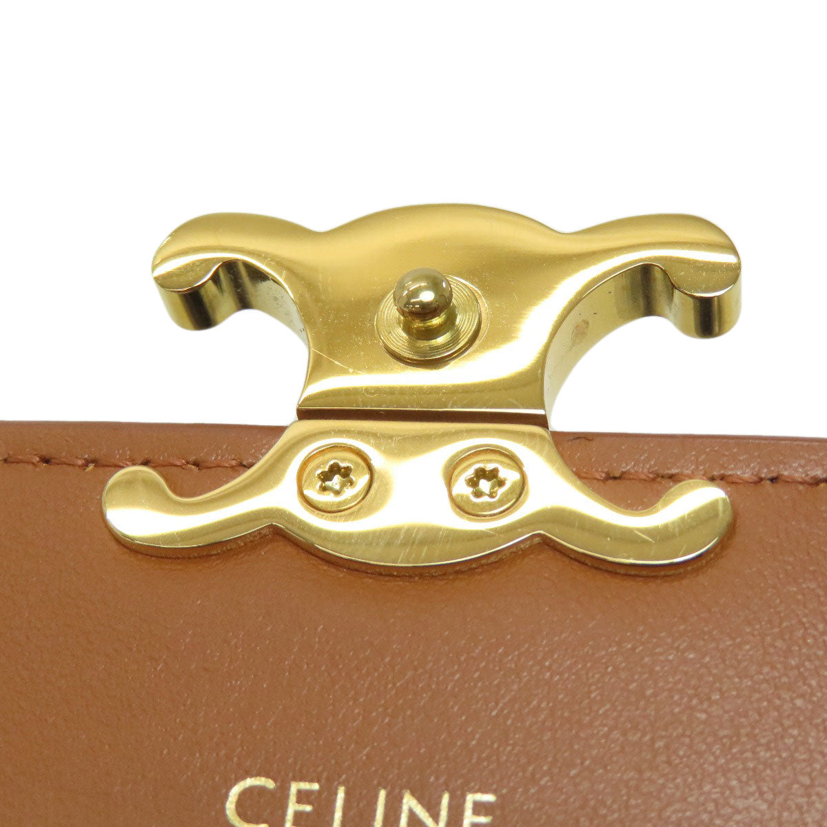 CELINE Triomphe Card Case Leather Ladies [Used]
