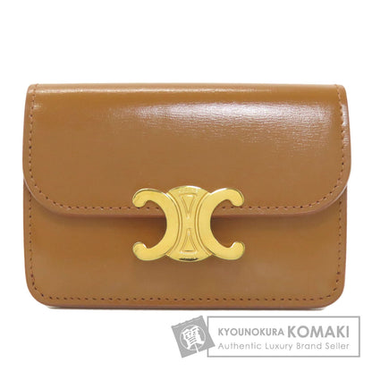 CELINE Triomphe Card Case Leather Ladies [Used]