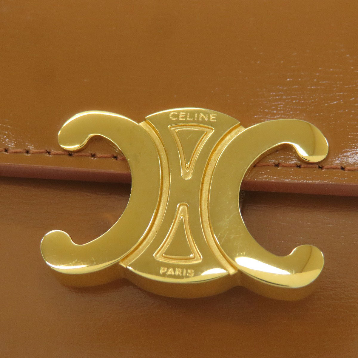 CELINE Triomphe Card Case Leather Ladies [Used]