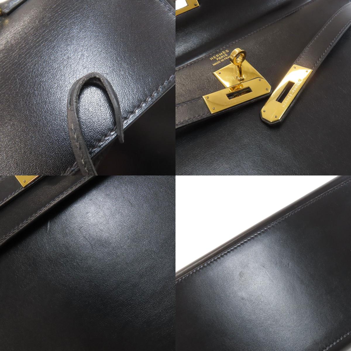 HERMES Kelly 35 Outside Stitch Gold Hardware Handbag Box calf Ladies [Used]