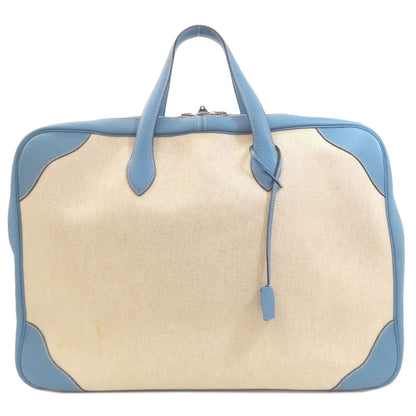 HERMES Victoria 50 Blue Jean SilverHardware Handbag Tower ash Ladies [Used]