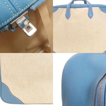 HERMES Victoria 50 Blue Jean SilverHardware Handbag Tower ash Ladies [Used]