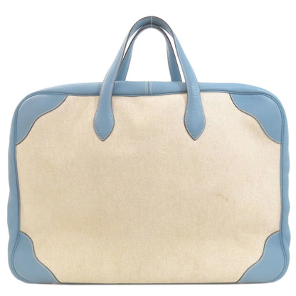 HERMES Victoria 50 Blue Jean SilverHardware Handbag Tower ash Ladies [Used]