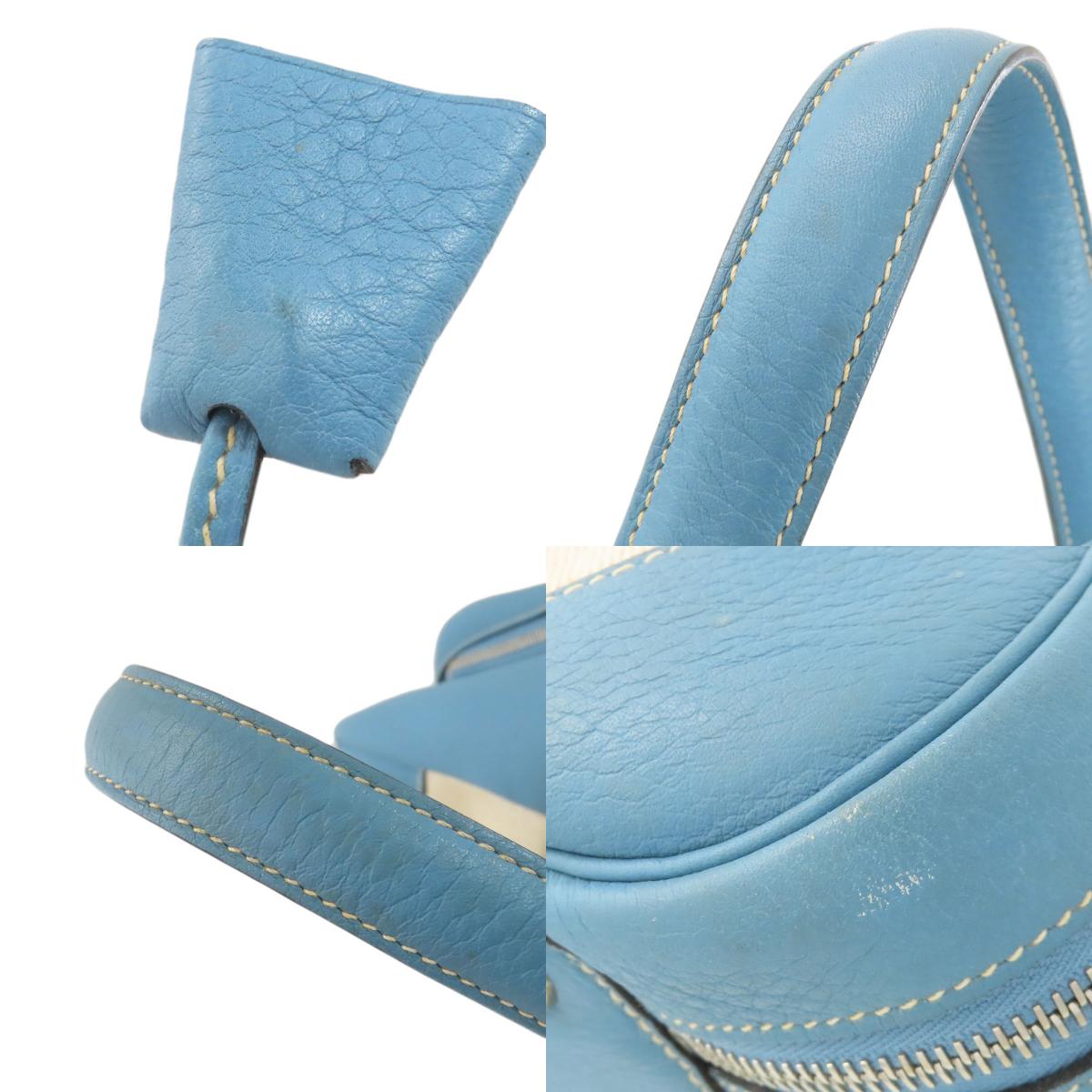 HERMES Victoria 50 Blue Jean SilverHardware Handbag Tower ash Ladies [Used]