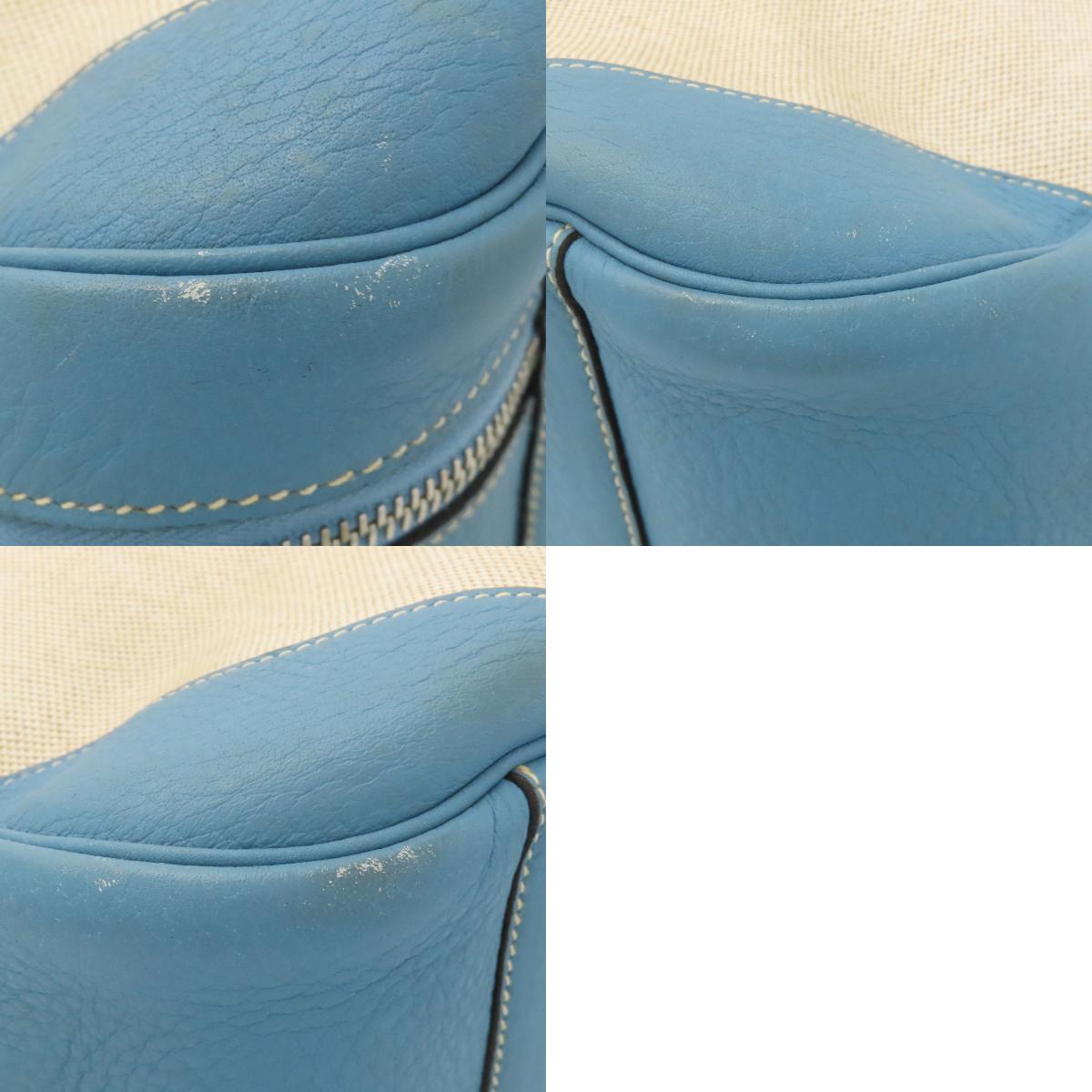 HERMES Victoria 50 Blue Jean SilverHardware Handbag Tower ash Ladies [Used]