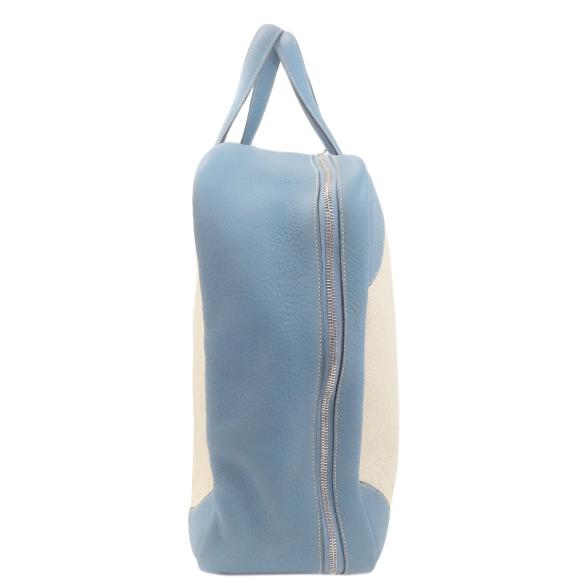 HERMES Victoria 50 Blue Jean SilverHardware Handbag Tower ash Ladies [Used]