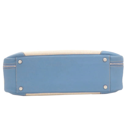 HERMES Victoria 50 Blue Jean SilverHardware Handbag Tower ash Ladies [Used]