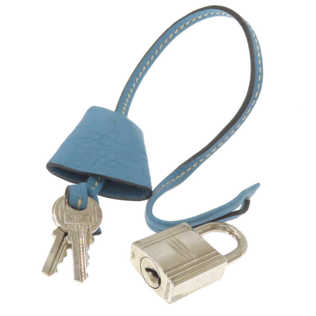 HERMES Victoria 50 Blue Jean SilverHardware Handbag Tower ash Ladies [Used]