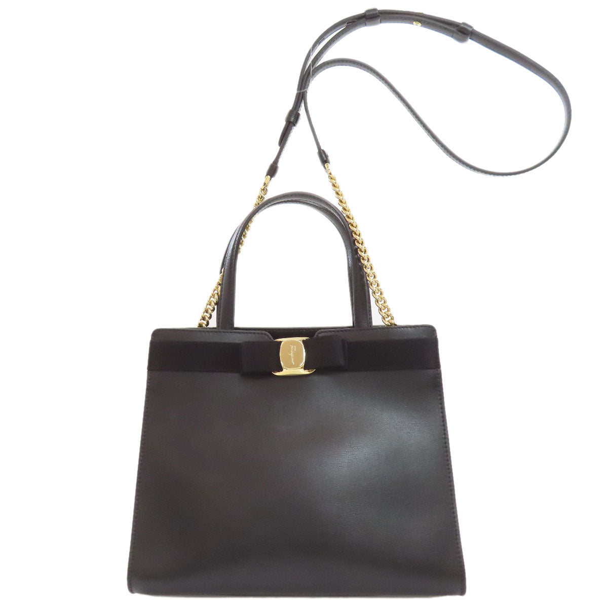 Salvatore Ferragamo Vala Ribbon 2WAY Handbag Leather Ladies [Used]