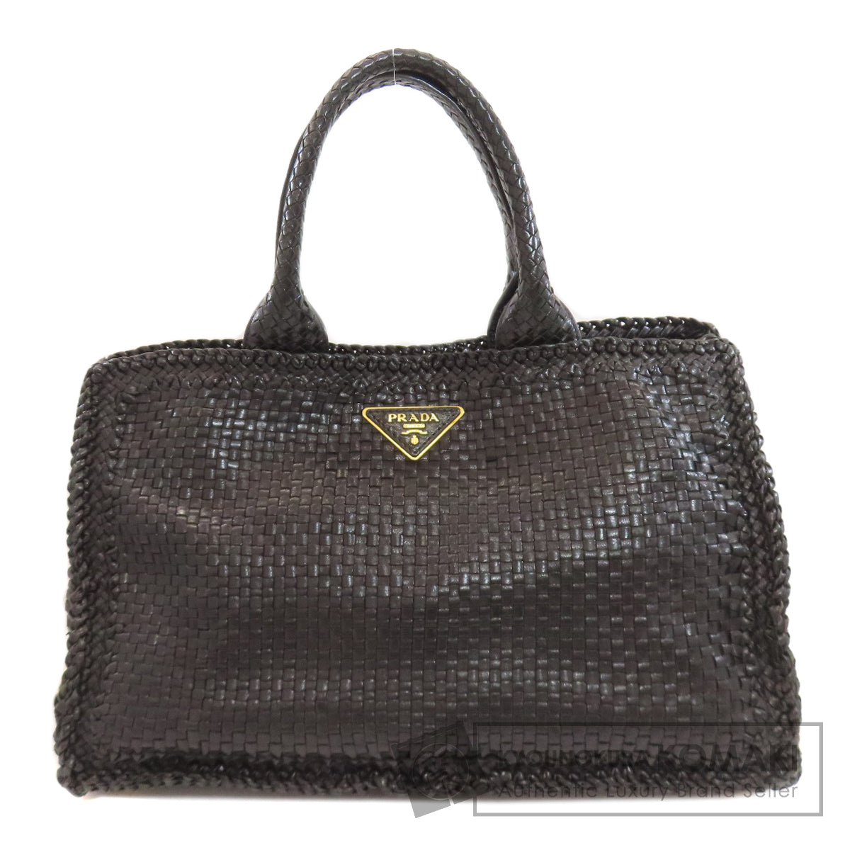 PRADA Canapa braid Tote Bag Calf Ladies [Used]