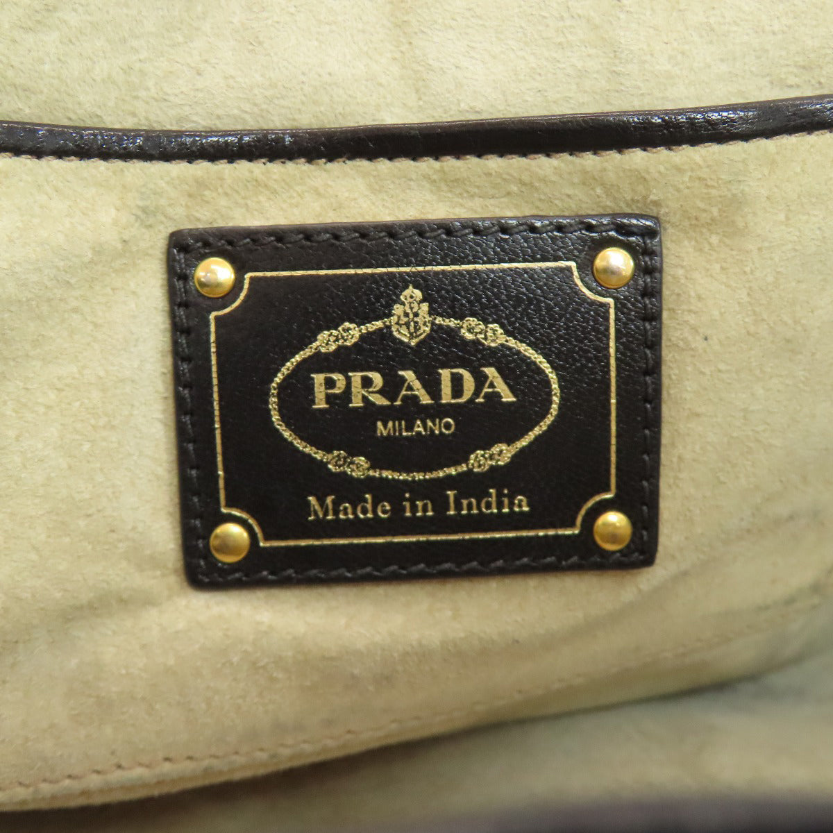 PRADA Canapa braid Tote Bag Calf Ladies [Used]