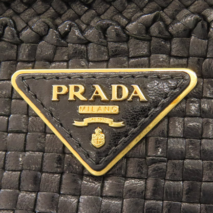 PRADA Canapa braid Tote Bag Calf Ladies [Used]