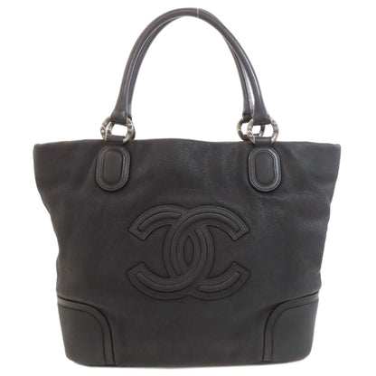 CHANEL COCO Mark SilverHardware Tote Bag Calf Ladies [Used]