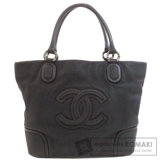 CHANEL COCO Mark SilverHardware Tote Bag Calf Ladies [Used]