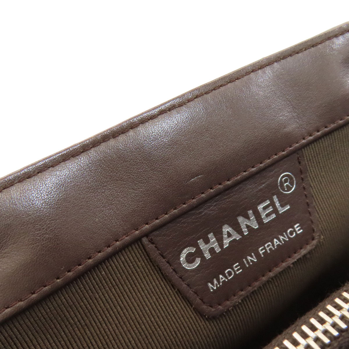 CHANEL Choco Bar SilverHardware Handbag Calf Ladies [Used]