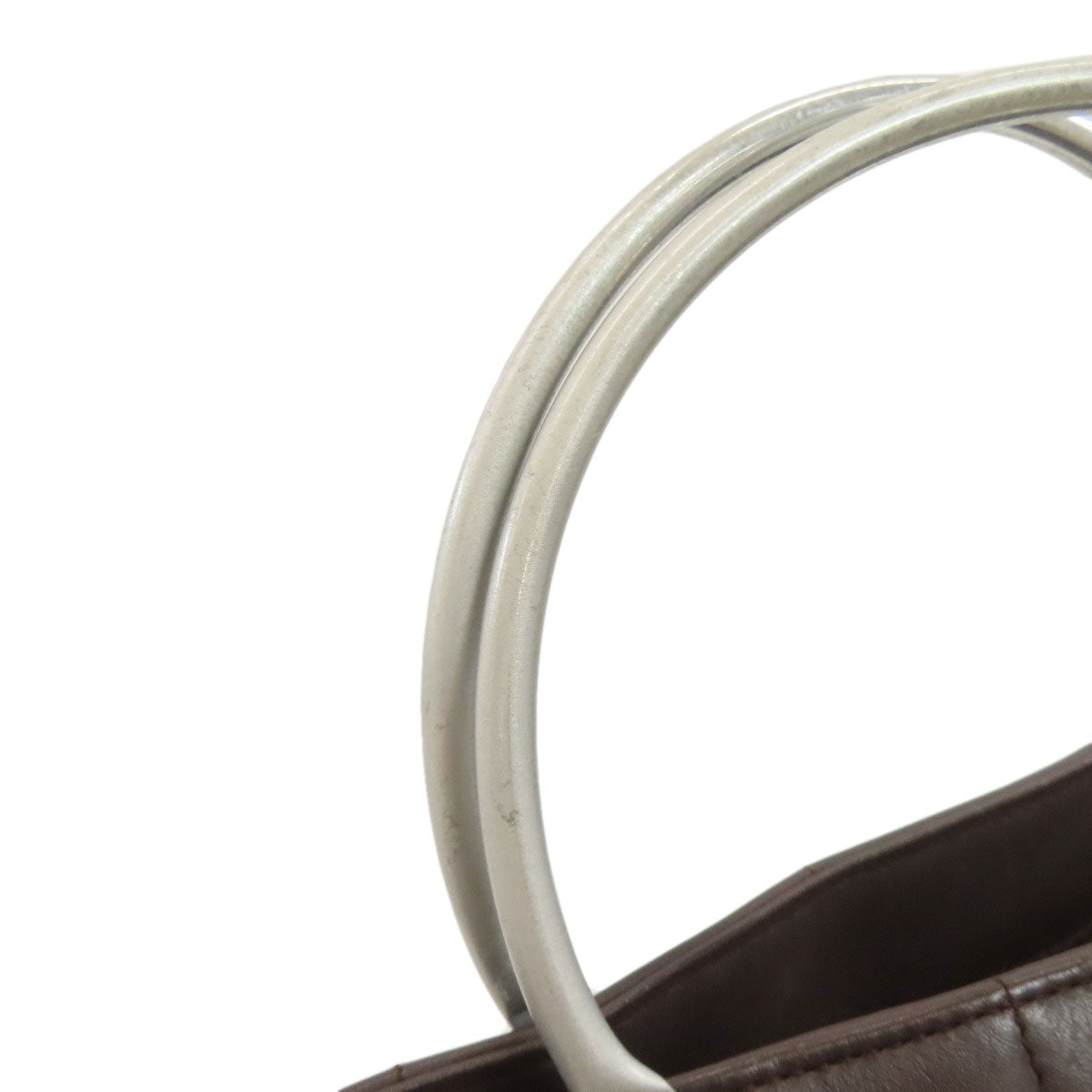 CHANEL Choco Bar SilverHardware Handbag Calf Ladies [Used]