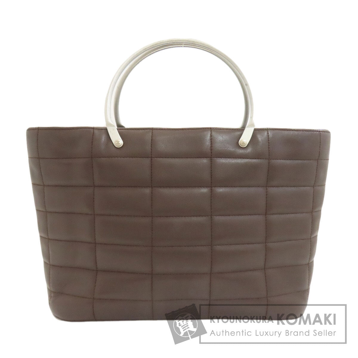 CHANEL Choco Bar SilverHardware Handbag Calf Ladies [Used]