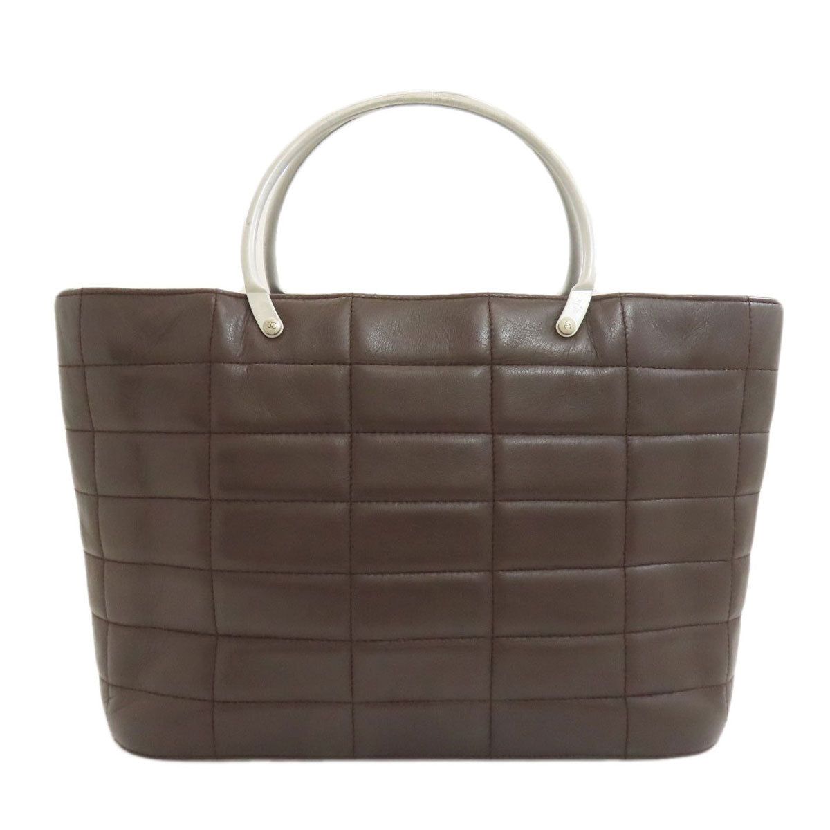 CHANEL Choco Bar SilverHardware Handbag Calf Ladies [Used]