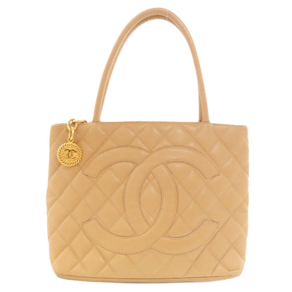 CHANEL Medallion GoldHardware Tote Bag Grained Calfskin Skin Ladies [Used]