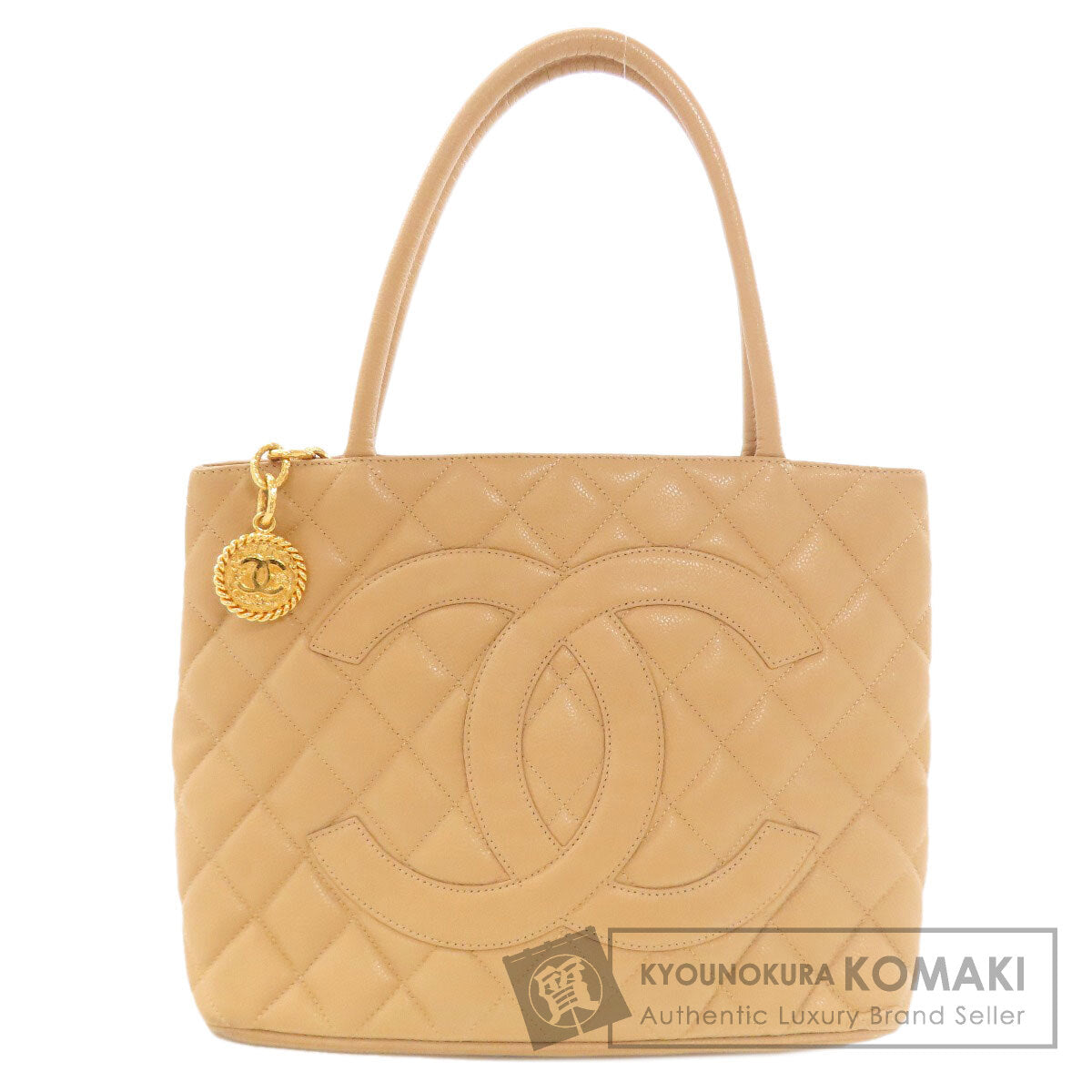CHANEL Medallion GoldHardware Tote Bag Grained Calfskin Skin Ladies [Used]