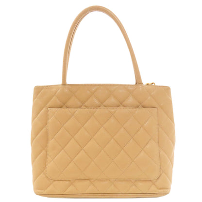 CHANEL Medallion GoldHardware Tote Bag Grained Calfskin Skin Ladies [Used]