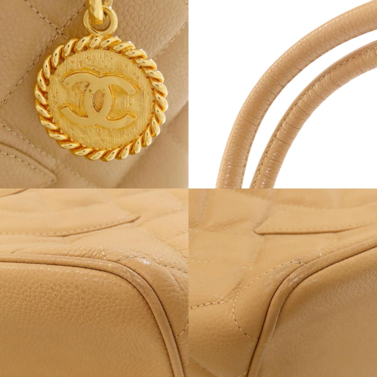 CHANEL Medallion GoldHardware Tote Bag Grained Calfskin Skin Ladies [Used]