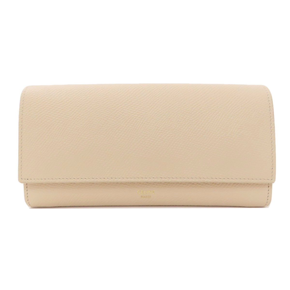 CELINE logo Long wallet (with coin pocket) Leather Ladies [Used]
