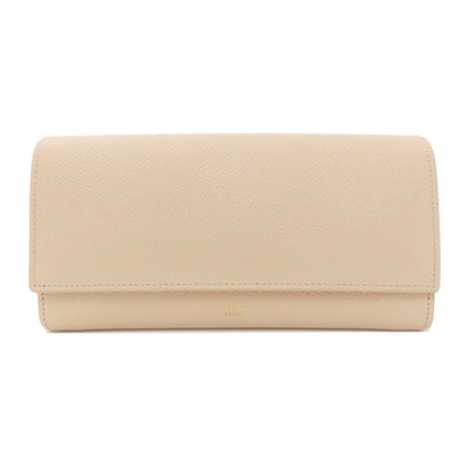 CELINE logo Long wallet (with coin pocket) Leather Ladies [Used]