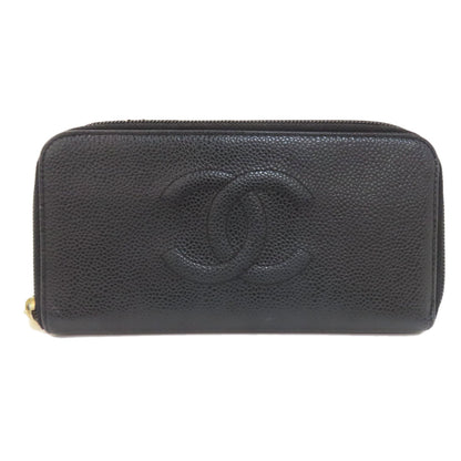 CHANEL COCO Mark Long wallet (with coin pocket) Grained Calfskin Skin Ladies [Used]
