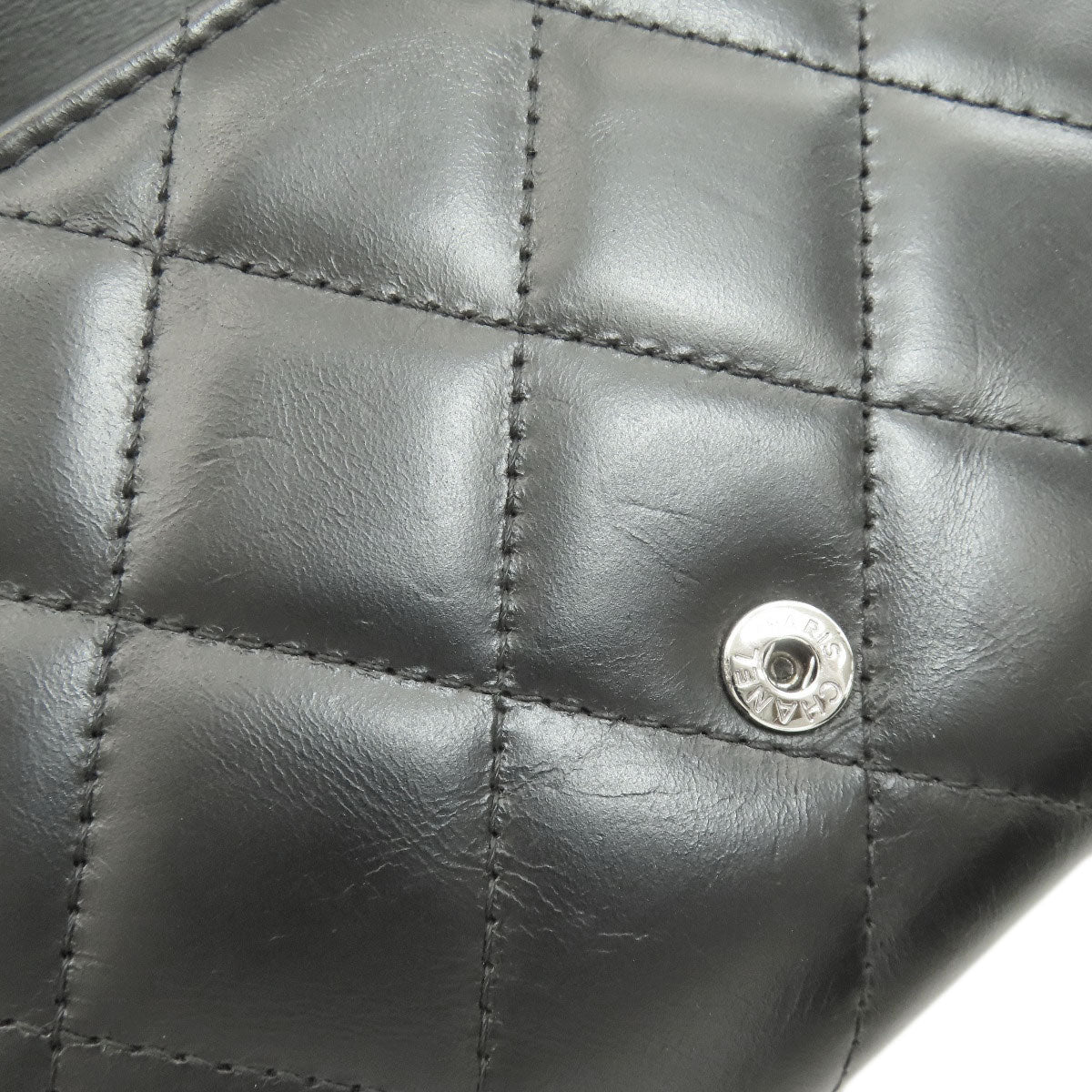 CHANEL Chevron Matelasse SilverHardware Long wallet (with coin pocket) Calf Ladies [Used]