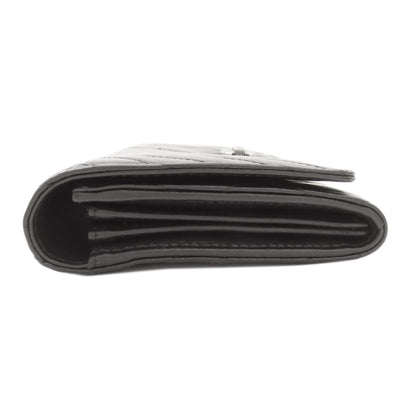 CHANEL Chevron Matelasse SilverHardware Long wallet (with coin pocket) Calf Ladies [Used]