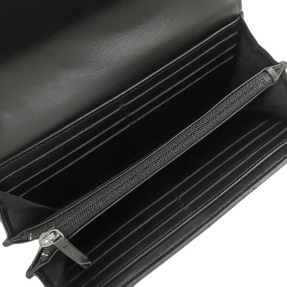 CHANEL Chevron Matelasse SilverHardware Long wallet (with coin pocket) Calf Ladies [Used]