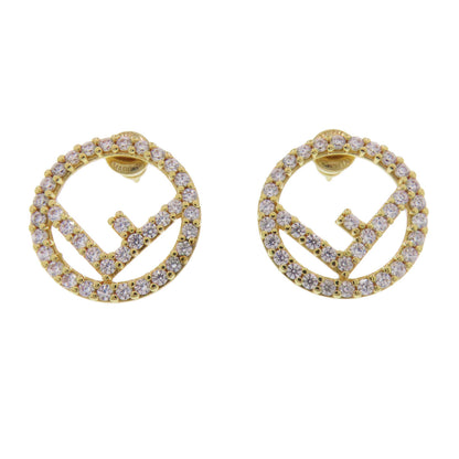 FENDI F is Fendi Rhinestone earring Metal Ladies [Used]