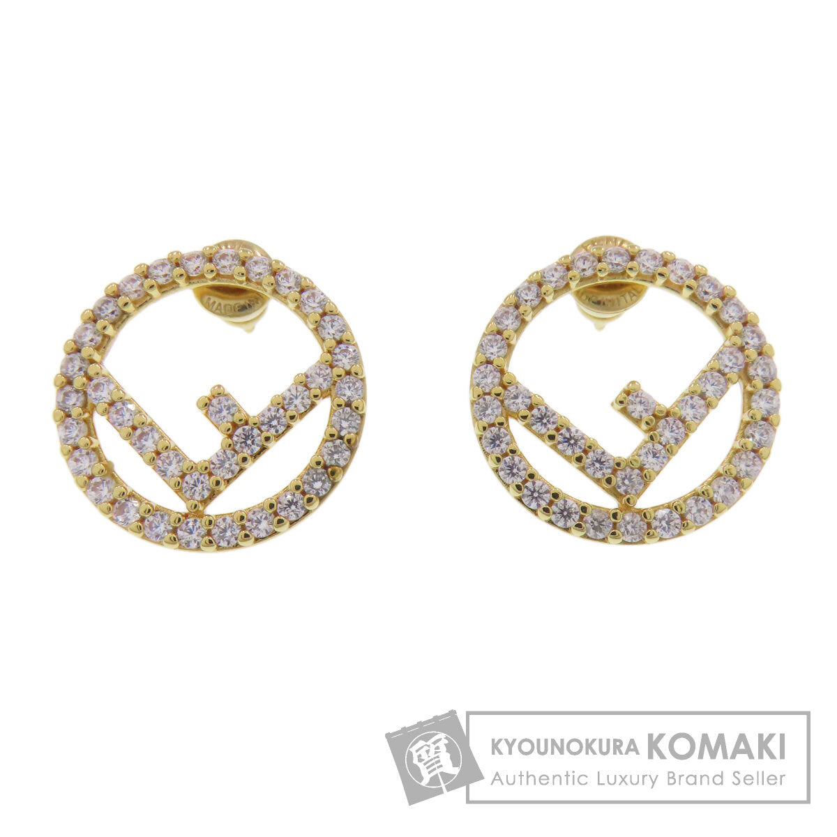 FENDI F is Fendi Rhinestone earring Metal Ladies [Used]