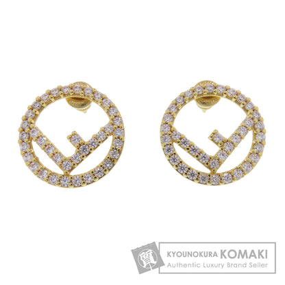 FENDI F is Fendi Rhinestone earring Metal Ladies [Used]