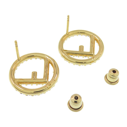 FENDI F is Fendi Rhinestone earring Metal Ladies [Used]