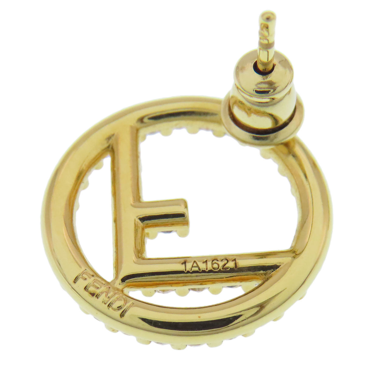 FENDI F is Fendi Rhinestone earring Metal Ladies [Used]
