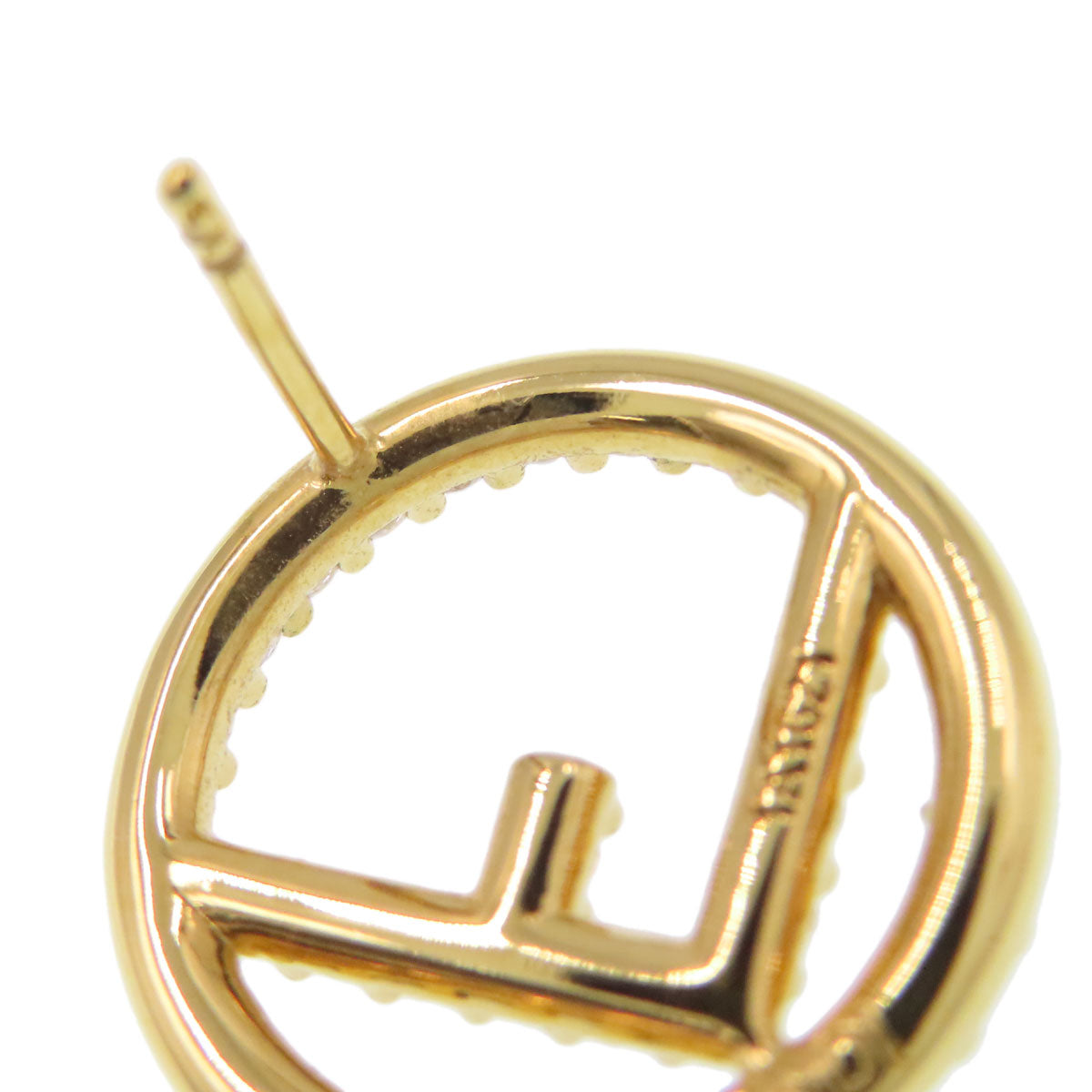 FENDI F is Fendi Rhinestone earring Metal Ladies [Used]