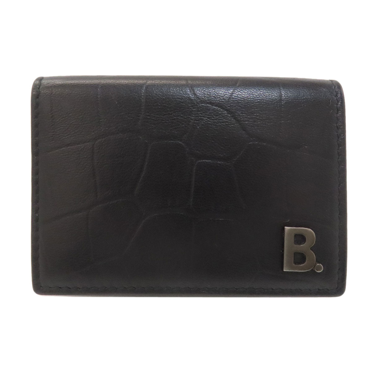 BALENCIAGA Compact Wallet Logo Bifold Wallet with Coin Pocket Leather Ladies [Used]