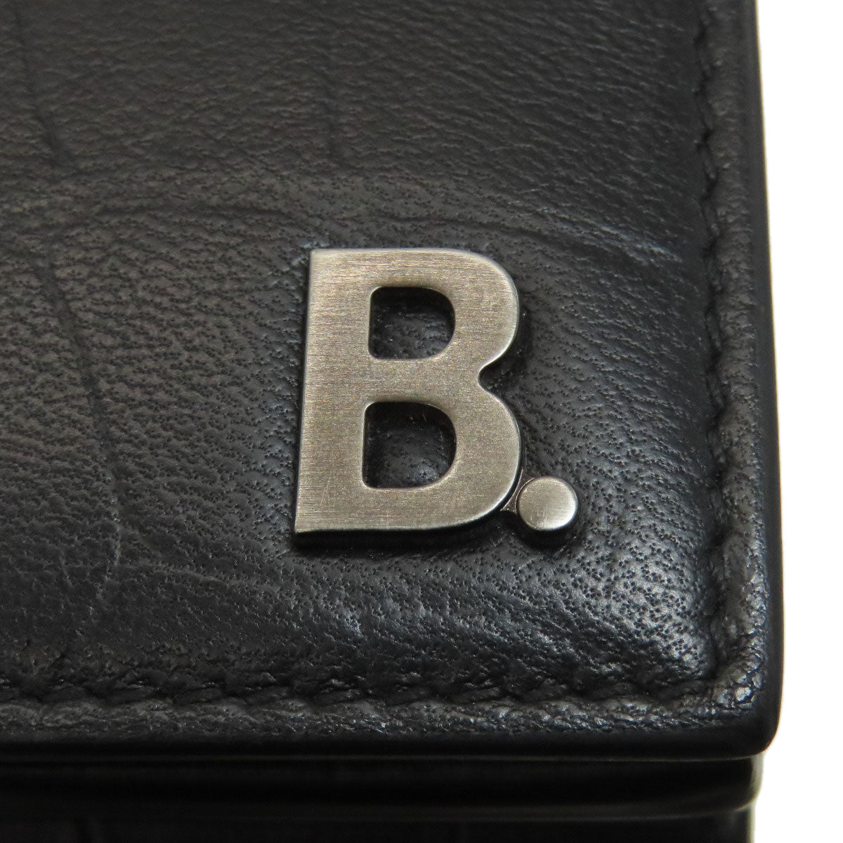 BALENCIAGA Compact Wallet Logo Bifold Wallet with Coin Pocket Leather Ladies [Used]