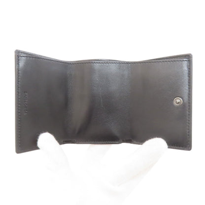 BALENCIAGA Compact Wallet Logo Bifold Wallet with Coin Pocket Leather Ladies [Used]