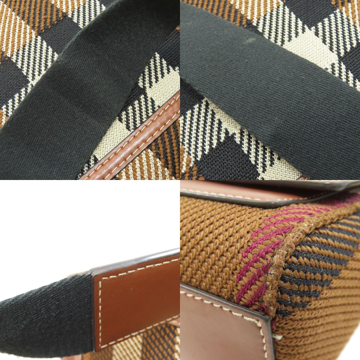 BURBERRY Checkpattern Shoulder Bag Canvas LeatherLadies [Used]