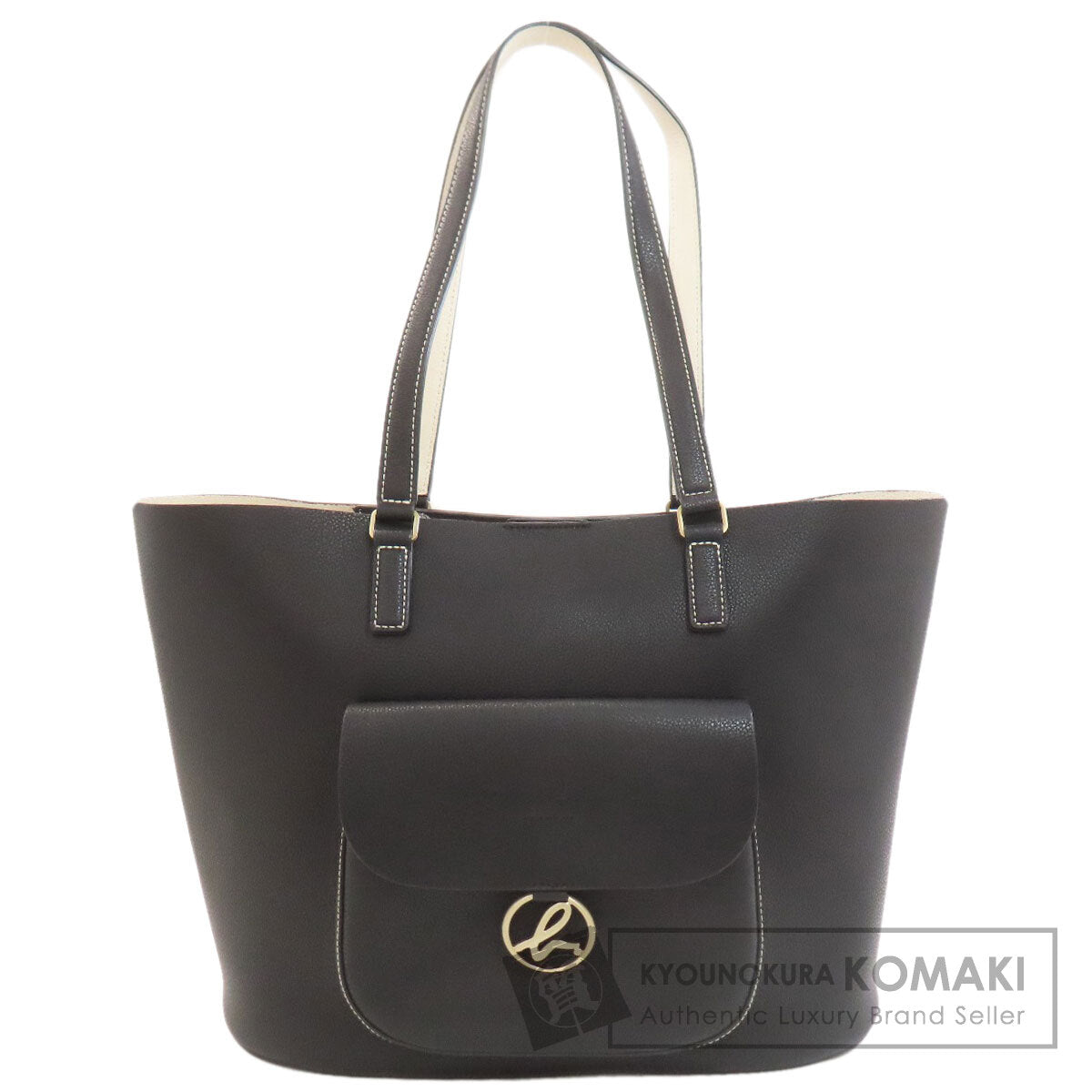 agnes b. logo Tote Bag Leather Ladies [Used]