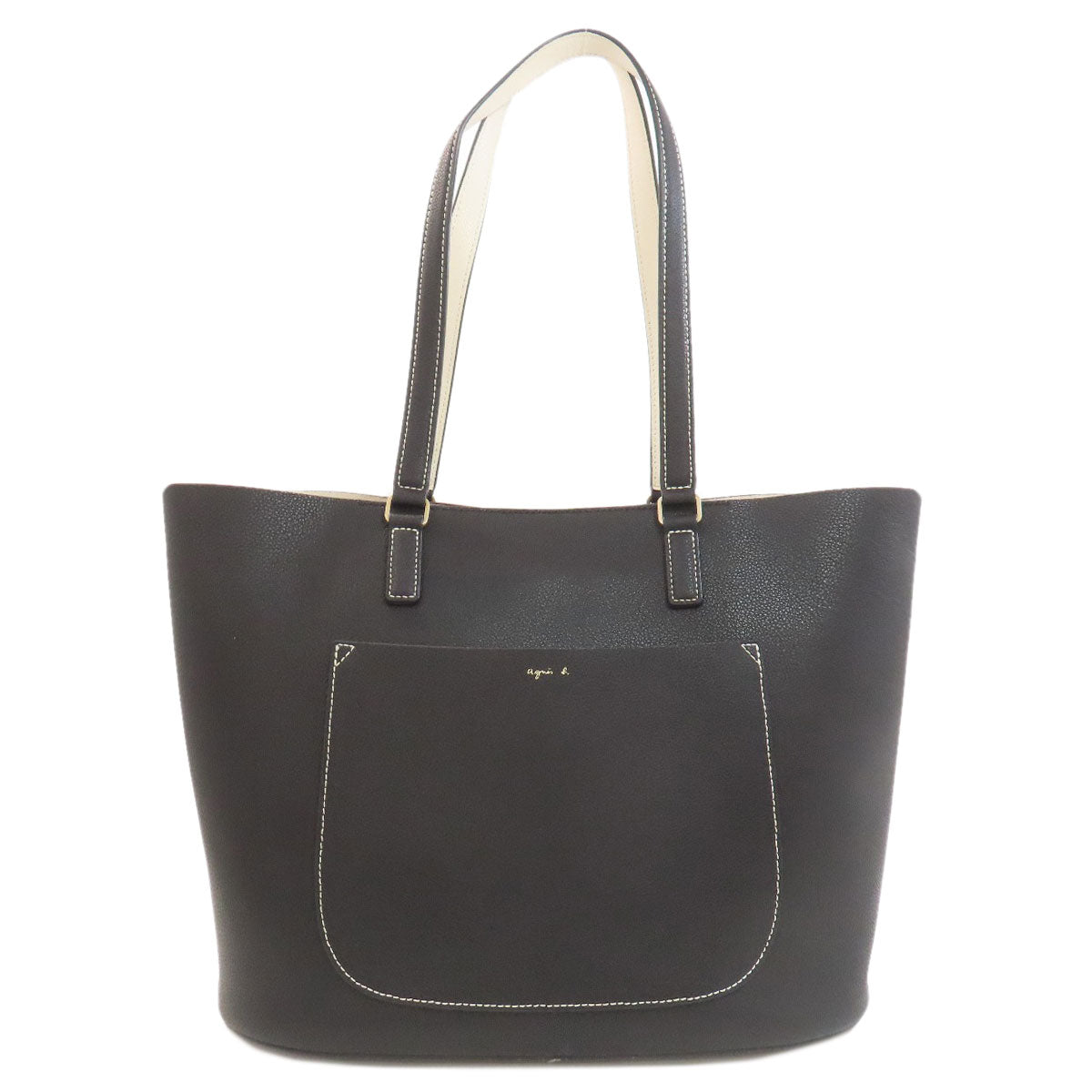 agnes b. logo Tote Bag Leather Ladies [Used]